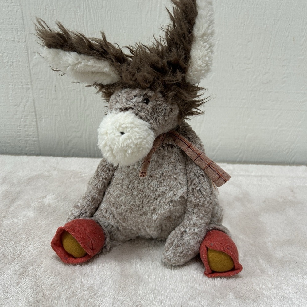 Moulin‎ Roty Bazari Donkey Plush Stuffed Animal Soft Toy France Shoes 12" NWOT